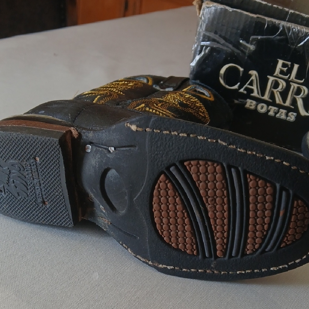 Kids Black and Gold Western Boots - Picture 4 of 6